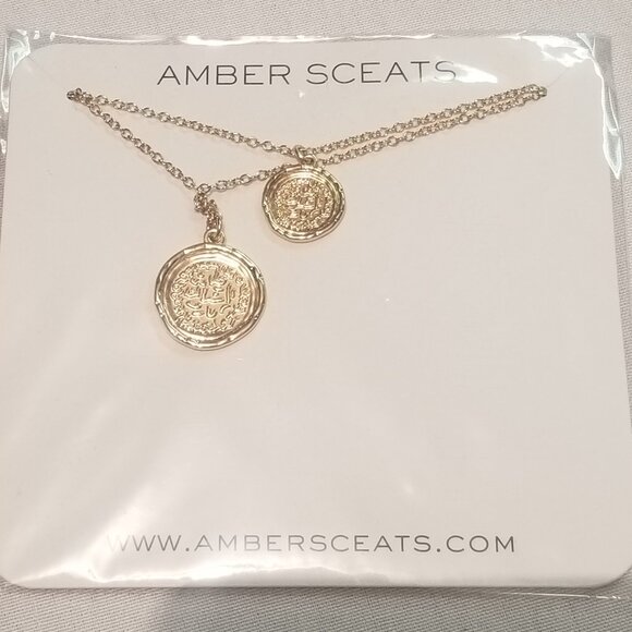 Amber Sceats Australia Double Coin Gold Tone Layered Necklace New - Picture 1 of 3